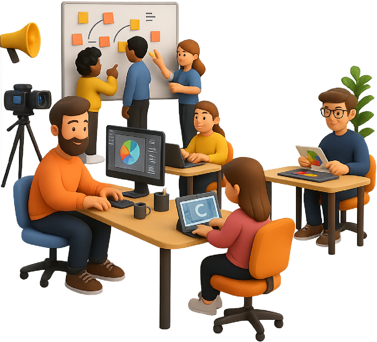 Equipe colaborando em comunicação