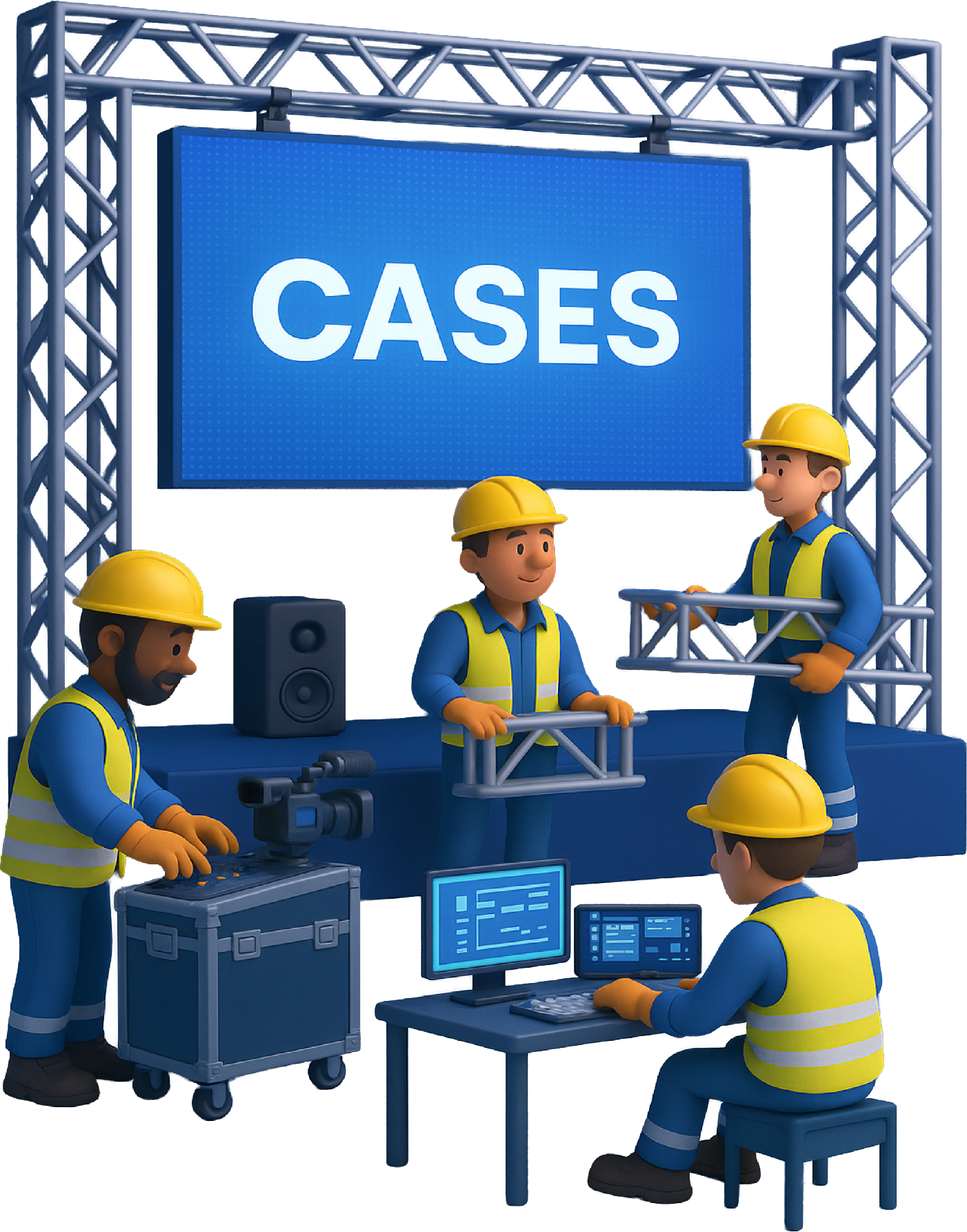 Equipe técnica produzindo evento