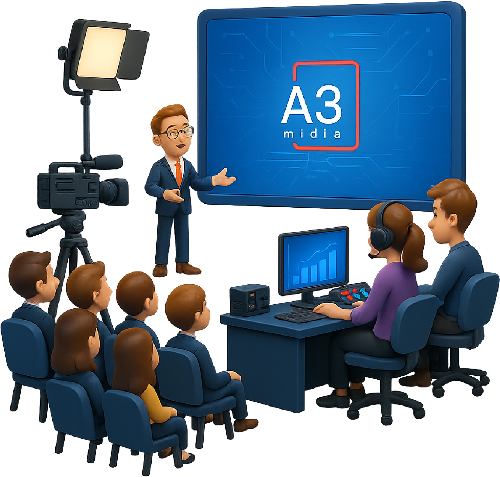 Equipe apresentando painel da A3